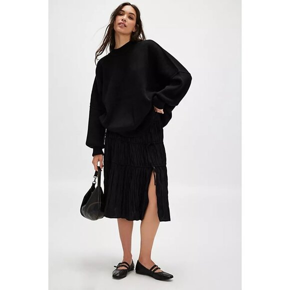 Free People Black Easy Street Tunic Oversized Ribbed Sweater Size XS - Picture 1 of 10